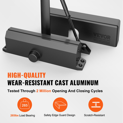 VEVOR Door Closer, Automatic Door Closer Εμπορική ή οικιακή χρήση για βάρη πόρτας 120 kg, ρυθμιζόμενο μέγεθος Hydraulic buffer Door Closers Heavy Duty Χυτό σώμα από αλουμίνιο, Εύκολη εγκατάσταση, Μαύρο
