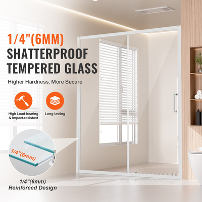 VEVOR Πόρτα ντους ημι-πλαίσιο 57,7-59&quot; x 70&quot; SGCC Tempered Glass 1/4&quot; Chrome
