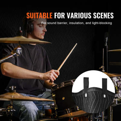 Κουβέρτα VEVOR Sound Dampening, 96&quot; x 80&quot;, Extra Large Studio Ηχομονωμένη κουβέρτα με δακτύλιους, Φωτοσφραγίδα για Πόρτα Κουβέρτα Ακουστικού Θορύβου Μπλοκαρίσματος Στούντιο Φύλλο Ηχοαπορρόφησης, Μαύρο
