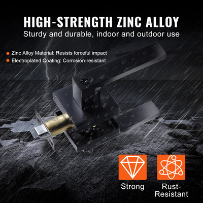 VEVOR Λαβή πόρτας με μοχλό εισόδου, 2 ΤΕΜ Μαύρο πόμολο εισόδου, σετ μοχλών κλειδαριάς και κλειδιού, Σύγχρονος μοχλός τετράγωνης πόρτας, αναστρέψιμος για πόρτες δεξιάς και αριστερής όψης, περιστροφή 45° προς άνοιγμα, για μπροστινή πόρτα