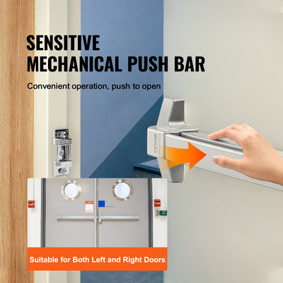 Κλειδαριές πόρτας VEVOR Push Bar, Μπάρες πανικού από ανθρακούχο χάλυβα για πόρτες εξόδου, με εξωτερικό μοχλό και 3 κλειδιά, Push bar πανικό εξόδου Εξοπλισμός πόρτας για μεταλλική ξύλινη πόρτα, για αριστερόχειρες και δεξιόχειρες πόρτες
