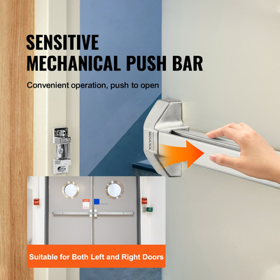 Κλειδαριές πόρτας VEVOR Push Bar, Μπάρες πανικού από ανοξείδωτο χάλυβα για πόρτες εξόδου, με εξωτερικό μοχλό και 3 κλειδιά, Push bar πανικό εξόδου Εξοπλισμός πόρτας για μεταλλική ξύλινη πόρτα, για αριστερόχειρες και δεξιόχειρες πόρτες