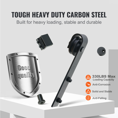 Σετ υλικού συρόμενης πόρτας αχυρώνα VEVOR 8FT, 330LBS Loading Heavy Duty Track Barn Door Kit για μονή πόρτα, προσαρμογή σε πλάτος 3,7-4,3FT και πάχος πόρτας 1,3&quot;-1,8&quot;, με λεία και αθόρυβη τροχαλία (Σχήμα J)