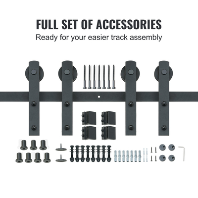 VEVOR 8FT Sliding Barn Door Hardware Kit, 330LBS Heavy Duty Tran Door Barn Kit for Double Doors, Fit 3,7-4,3FT Total Wide και 1,3&quot;-1,8&quot; πάχος 2θυρου πάνελ, με λεία &amp; αθόρυβη τροχαλία (I Shape)