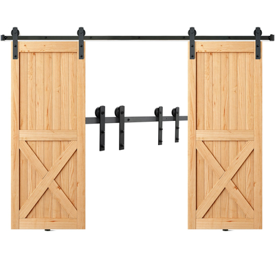 VEVOR 8FT Sliding Barn Door Hardware Kit, 330LBS Heavy Duty Tran Door Barn Kit for Double Doors, Fit 3,7-4,3FT Total Wide και 1,3&quot;-1,8&quot; πάχος 2θυρου πάνελ, με λεία &amp; αθόρυβη τροχαλία (I Shape)