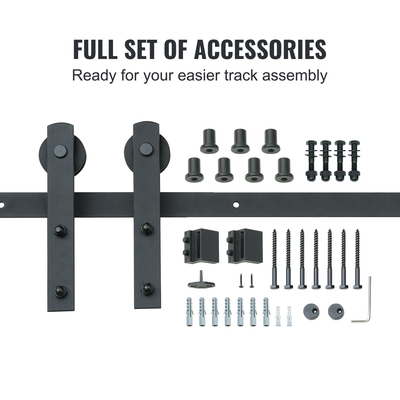 VEVOR 8FT Sliding Barn Door Hardware Kit, 330LBS Loading Heavy Duty Track Track Kit for Single Door, Fit 3,7-4,3FT πλάτος και 1,3&quot;-1,8&quot; πάχος πόρτας, με λεία &amp; αθόρυβη τροχαλία (I Shape)