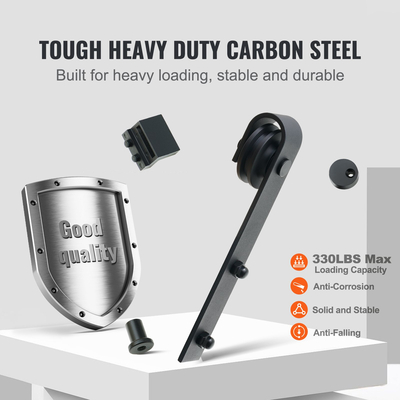 VEVOR 8FT Sliding Barn Door Hardware Kit, 330LBS Heavy Duty Tran Door Kit for Double Doors, Fit 3,7-4,3FT Total Wide και 1,3&quot;-1,8&quot; πάχος 2θυρου πάνελ, με λεία &amp; αθόρυβη τροχαλία (Σχήμα J)