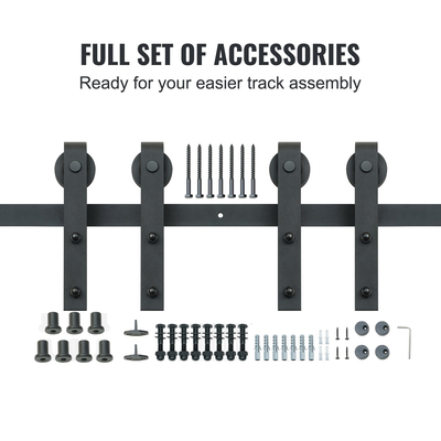 VEVOR 8FT Sliding Barn Door Hardware Kit, 330LBS Heavy Duty Tran Door Kit for Double Doors, Fit 3,7-4,3FT Total Wide και 1,3&quot;-1,8&quot; πάχος 2θυρου πάνελ, με λεία &amp; αθόρυβη τροχαλία (Σχήμα J)