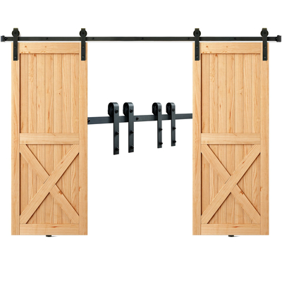 VEVOR 8FT Sliding Barn Door Hardware Kit, 330LBS Heavy Duty Tran Door Kit for Double Doors, Fit 3,7-4,3FT Total Wide και 1,3&quot;-1,8&quot; πάχος 2θυρου πάνελ, με λεία &amp; αθόρυβη τροχαλία (Σχήμα J)