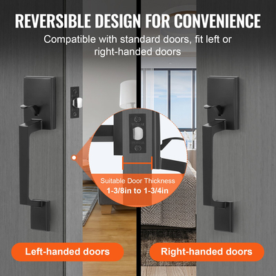 Σετ λαβή πόρτας εισόδου VEVOR Μαύρη ματ τετράγωνη λαβή με μοχλό πόρτας χωρίς κλειδαριά