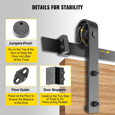 VEVOR Barn Door Hardware Kit Barn Door Kit 13 FT Carbon Steel για διπλές πόρτες