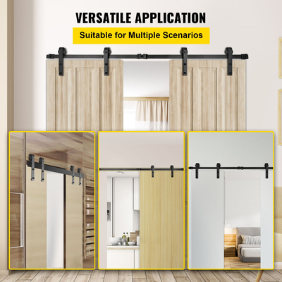 Vevor Barn Door Hardware Kit Barn Door Kit 16 Ft Carbon Steel για διπλές πόρτες