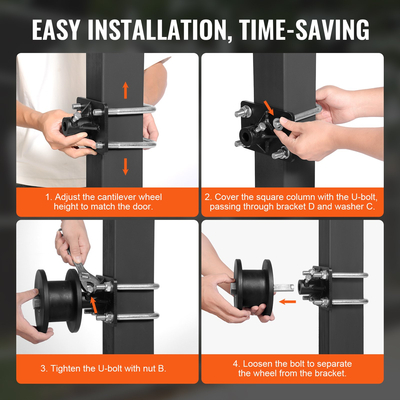 Κιτ συρόμενης πύλης VEVOR με αυλάκι σε σχήμα H 4 τροχούς τροχιάς για πρόβολο