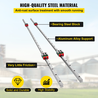 VEVOR 2X 15-1500mm Linear Guideway Rail with 4Pcs Pillow Block Carriage Bearing Block for 15mm Slotted Block Linear Rail Routers Σετ CNC