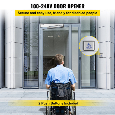 VEVOR Automatic Door Opener, 100-240V for Max.220lbs Doors, Swing Door Operator for Disabilities με 2 τηλεχειριστήρια, 2 κουμπιά εξόδου, πληκτρολόγιο, 5 κάρτες ταυτότητας, 2 κουμπιά από ανοξείδωτο χάλυβα, λίστα CE