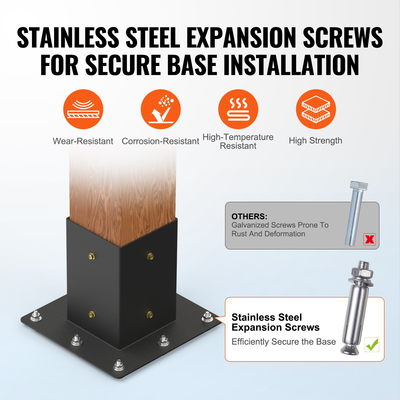 Σετ βραχίονα πέργκολας VEVOR 4&#039;&#039;x4&#039;&#039;, εσωτερικό μέγεθος 3,6&quot;x3,6 8τμχ Γωνιακό στήριγμα 3-Way βαρέως τύπου Ξυλουργική βάση DIY Post, Εύκολη εγκατάσταση Ξύλινα δοκάρια για κιόσκια, πέργκολες βεράντας, ξύλινο εξοπλισμό πέργκολας εξωτερικής καμπίνας