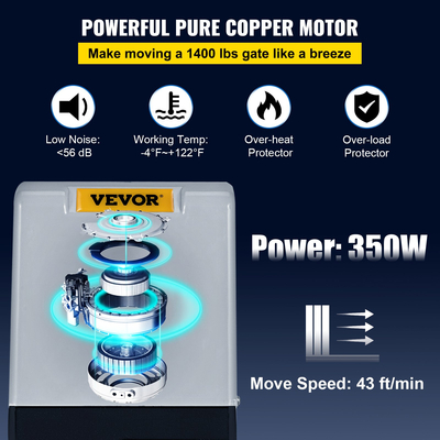 VEVOR Garage Door Opener 1400LBS Automatic Sliding Gate Opener 600KG Electric Remote Control 40FT Sliding Gate Motor Slide Automatic Opener Door