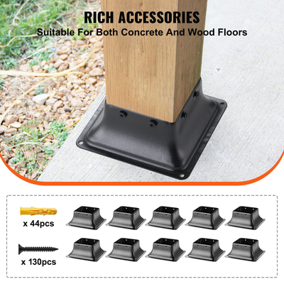 VEVOR 101,6x101,6mm Βάση στερέωσης 10 τμχ, Εσωτερική 91x91mm βαρέως τύπου ατσάλινος βραχίονας με επίστρωση πούδρας Εφαρμογή για κανονική ξύλινη άγκυρα, Βάση καταστρώματος για στήριξη κιγκλιδώματος κουπαστή βεράντας καταστρώματος