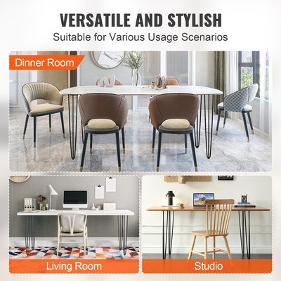 Πόδια τραπεζιού φουρκέτας VEVOR 0.7M, Σετ 4 πόδια γραφείου 408.2KG χωρητικότητα φόρτωσης, φουρκέτα ποδαράκια γραφείου 3 ράβδοι για καρέκλες γραφείου Τραπέζι τραπεζαρίας πάγκου, μασίφ Ανθρακούχο ατσάλι βαρέως τύπου Πόδια επίπλων Μαύρο