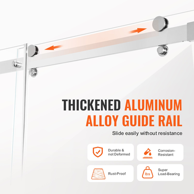 VEVOR Πόρτα ντους χωρίς πλαίσιο 58-59&quot; x 75&quot; SGCC Tempered Glass 5/16&quot; Chrome