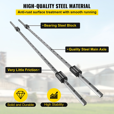 VEVOR 20-1500mm 2 X Linear Guideway Rail 4 X Blocks Square Type Machinery Mechanical Low noise Guideway Σετ CNC