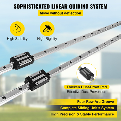 VEVOR 20-1500mm 2 X Linear Guideway Rail 4 X Blocks Square Type Machinery Mechanical Low noise Guideway Σετ CNC