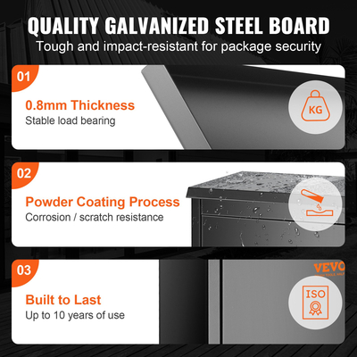 Κουτιά παράδοσης πακέτου VEVOR για εξωτερικό 15,4&quot; x 10,6&quot; x 20,5&quot;, Γραμματοκιβώτιο επιτοίχιας βάσης από γαλβανισμένο χάλυβα με κωδικοποιημένη κλειδαριά, αντικλεπτικό διάφραγμα, μεγάλη ταχυδρομική θυρίδα IPX3 με δυνατότητα κλειδώματος για βεράντα, πεζοδρόμιο