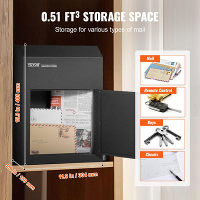 VEVOR Through The Door Key Drop Box 12x6x16&quot; γραμματοκιβώτιο με κλειδαριά 1,8&quot;12&quot; Μαύρο