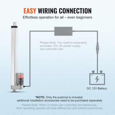 VEVOR Linear Actuator 12V 12 Inch High Load 330lbs/1500N 0,19&quot;/s IP54 Protection