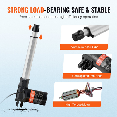 VEVOR Linear Actuator 12V 8Inch Heavy Duty 1320lbs/6000N 0,19&quot;/s IP44 Protection