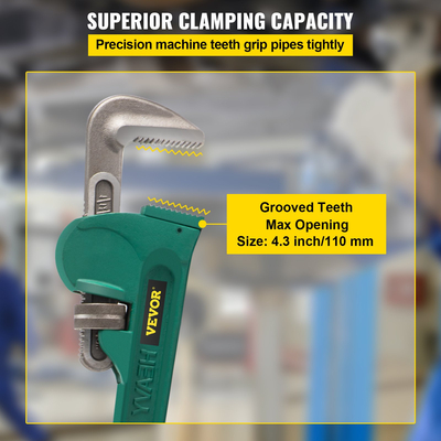 VEVOR Steel Straight Pipe Wrench 48&quot;, Steel Pipe Wrench High σκληρότητα και αντοχή στη φθορά, Ρυθμιζόμενο κλειδί υδραυλικών σωλήνων 4,3&quot; Χωρητικότητα σιαγόνων, ευθεία λαβή για υδραυλικό εργαλείο