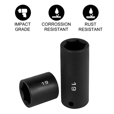 VEVOR Impact Socket Set 3/8 Inches 26 Piece Impact Socket, Deep / Standard Socket, Socket 6 Point, Rugged Construction, Cr-V Socket Set Impact Metric 9mm - 30mm, with Storage Cage