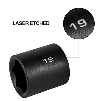 VEVOR Impact Socket Set 3/8 Inches 26 Piece Impact Socket, Deep / Standard Socket, Socket 6 Point, Rugged Construction, Cr-V Socket Set Impact Metric 9mm - 30mm, with Storage Cage