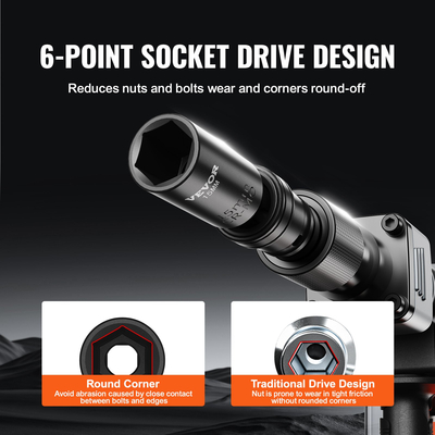 VEVOR 360 Degree Swivel Impact Sockets Set 14pcs 6 Point 3/8in Drive Socket Set