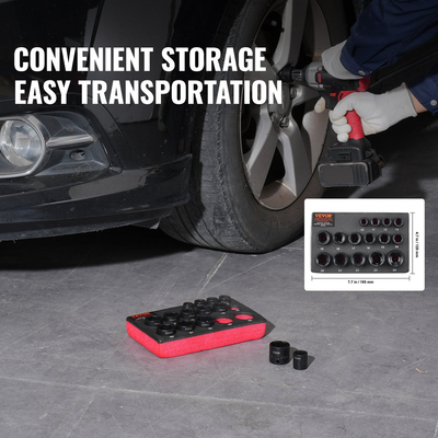 VEVOR Impact Sockets Σετ 15 τμχ 6-Point 3/8&quot; Drive Bit Ratchet Tool Kit 10-24mm