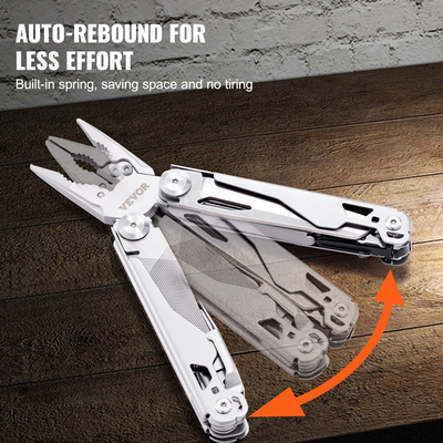 Πένσα πολλαπλών εργαλείων VEVOR 17-σε-1, πένσα πολλαπλών εργαλείων, κόφτες, μαχαίρι, ψαλίδι, χάρακα, κατσαβίδια, πριόνι ξύλου, ανοιχτήρι μπουκαλιών, με κλείδωμα ασφαλείας και θήκη, για επιβίωση, κατασκήνωση, κυνήγι και πεζοπορία