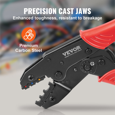 Εργαλείο πτύχωσης VEVOR, AWG22-10 Heat Shrink/Nylon/Insolated Terminal Crimper, Πένσα συρμάτινης πτύχωσης που εξοικονομεί εργασία με ένα ζευγάρι γάντια, μια πένσα απογύμνωσης σύρματος και σωλήνες θερμοσυστολής 210 τμχ