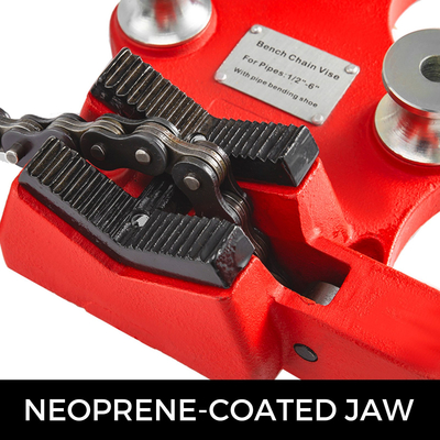 Βιδωτή μέγγενη αλυσίδας πάγκου VEVOR 1/8 έως 5 ιντσών Χωρητικότητα σωλήνα, Μέγγενη αλυσίδας πάγκου βαρέως τύπου με λαβή μανιβέλας, σιαγόνα με επίστρωση νεοπρενίου, υλικό από χυτοσίδηρο Ιδανικό για ποικιλία σωλήνων