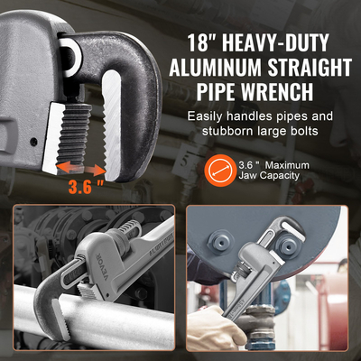 VEVOR ίσιο κλειδί σωλήνων αλουμινίου 18 σε ρυθμιζόμενο κλειδί υδραυλικών CRV σιαγόνα