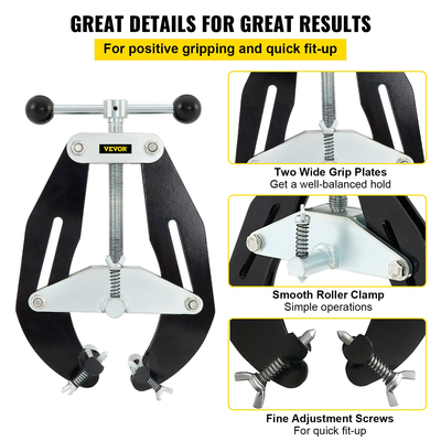 Σφιγκτήρας VEVOR Ultra, 2 έως 6 σε διάμετρο, Σφιγκτήρας σωλήνα υψηλής αντοχής με βίδες γρήγορης δράσης, εργαλείο ευθυγράμμισης σωλήνων από χάλυβα με ελαφρύ σχεδιασμό, μαύρο