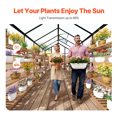 VEVOR Polycarbonate Θερμοκήπιο 8 x 12 Ft Υπαίθρια βόλτα σε θερμοκήπιο για κήπο