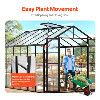 VEVOR Polycarbonate Θερμοκήπιο 8 x 12 Ft Υπαίθρια βόλτα σε θερμοκήπιο για κήπο