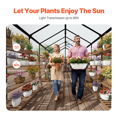 VEVOR Polycarbonate Θερμοκήπιο 8 x 14 Ft Υπαίθριο περίπατο Θερμοκήπιο για Κήπο