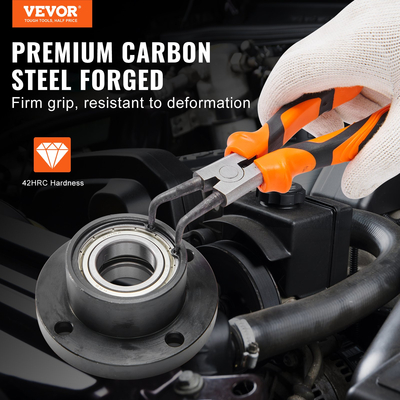 Σετ πένσες κουμπωτών VEVOR, 4 τεμαχίων, διάμετρος άκρου 0,07&quot;, ίσιο και λυγισμένο σαγόνι από χάλυβα υψηλής περιεκτικότητας σε άνθρακα, κιτ πένσας βαρέως τύπου εσωτερικού και εξωτερικού, με φορητή τσάντα εργαλείων, για συγκράτηση του εργαλείου αφαίρεσης δακτυλίου