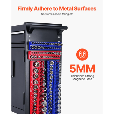 VEVOR Magnetic Socket Organizer Set 4PCS Socket Trays Blue &amp; Red for Metric SAE