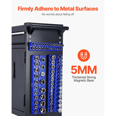 VEVOR Magnetic Socket Organizer Set 6PCS Socket Trays Blue &amp; Red for Metric SAE