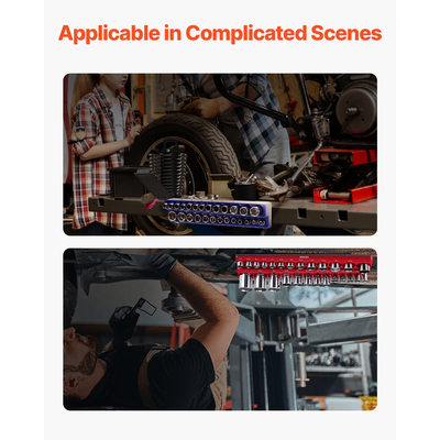 VEVOR Magnetic Socket Organizer Set 6PCS Socket Trays Blue &amp; Red for Metric SAE