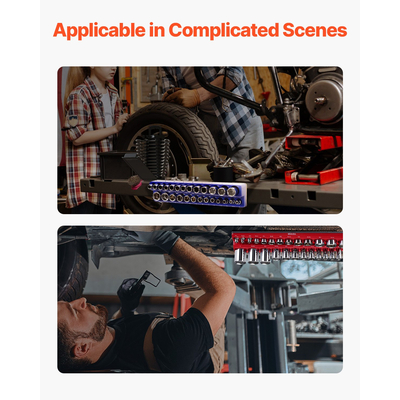 VEVOR Magnetic Socket Organizer Set 8PCS Socket Trays Blue &amp; Red for Metric SAE