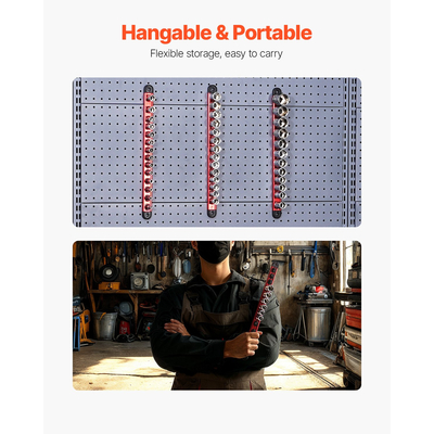 VEVOR Socket Organizer Rail Set 3PCS Aluminum Socket Organizers με 40 κλιπ