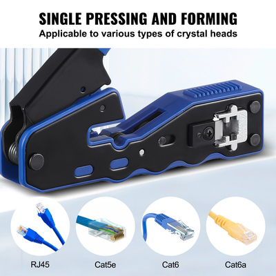 VEVOR RJ45 Crimp Tool Kit, Cat5e/Cat6/Cat6a Ethernet Crimper Crimp Pliers για αρθρωτά βύσματα 8 ακίδων με 20 τεμ.